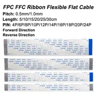 10 unids/lote FPC FFC cinta Cable plano Flexible 4/6/8/10/12/14/16/18/20 Pin paso 0,5 MM 1,0 MM tipo A tipo B 10CM 20CM 30CM 5CM