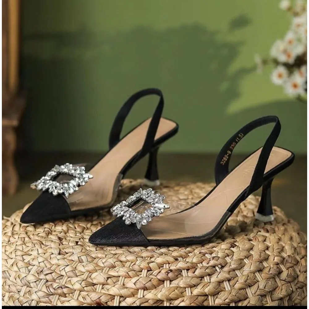 

Spring and Autumn Fashion New Sexy Banquet Comfortable Crystal Transparent Solid Color Pointed Toe Women's High Heels