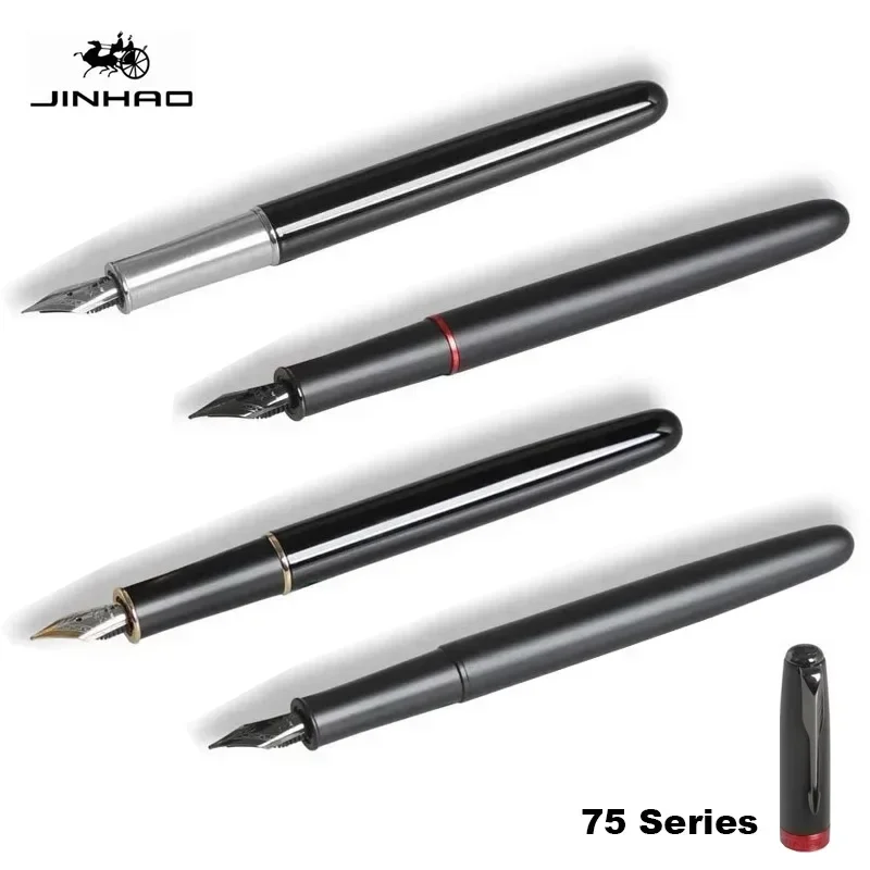 Jinhao 75 Metall Füll federhalter schwarz/schwarz rot Luxus elegante Stifte 0,5mm Feder Tinten stifte schreiben Schul bürobedarf Briefpapier