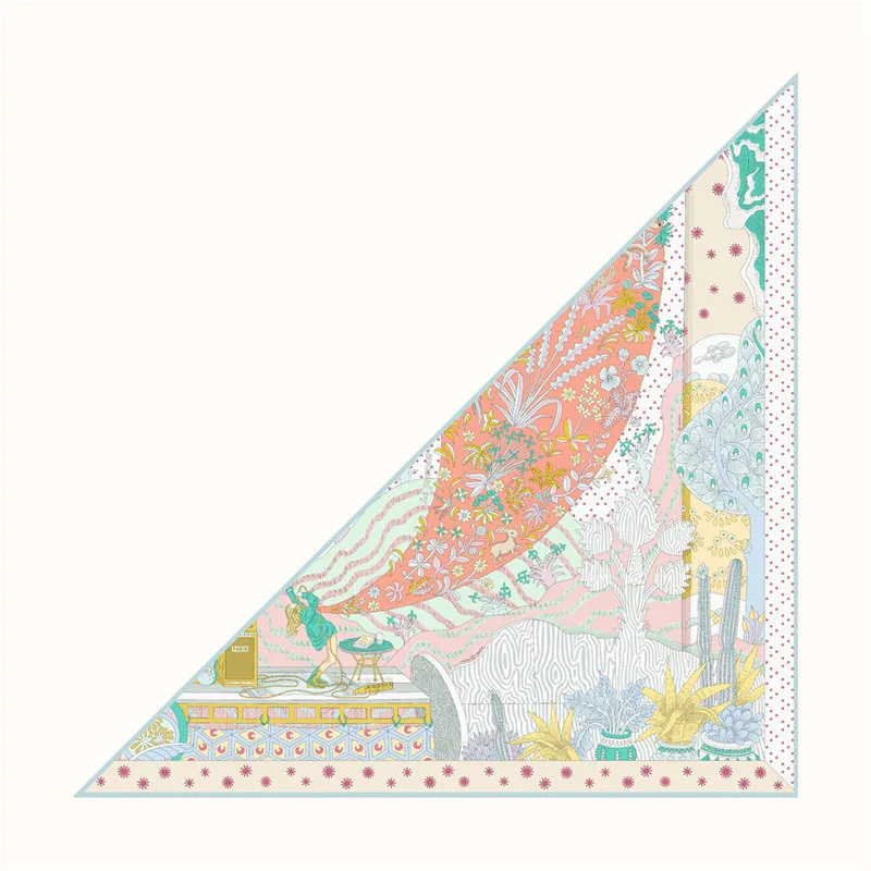 Triangle Shape Silk Twill Scarf Large Scarves Luxury Designer Soft Silk Shawl Hijabs Christmas Gift Bag Head Hair Decoration
