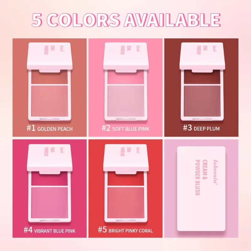 Crema e polvere Fard opaco Trucco Rose Pan Indossare a lunga durata Alto pigmento Fard opaco naturale Duo Cosmtics Dropshipping