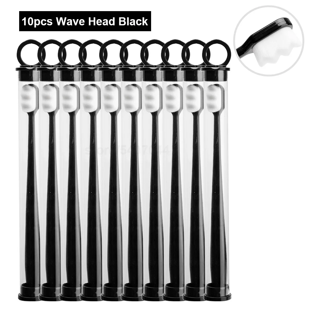 

Ultra-thin Toothbrushes Wave Nano Million Bristles Micro Soft Tooth Brush With Holder Portable Oral Care Eco Product Kit 10pcs
