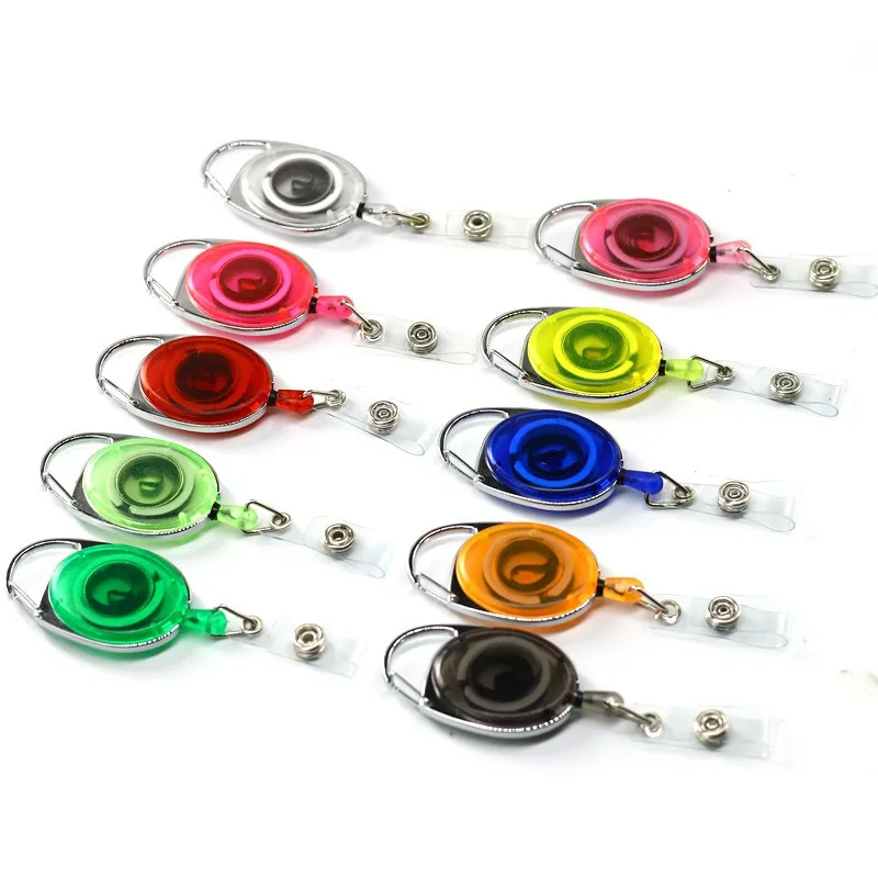 Plastic Transparent/Solid Color Badge Reel Retractable Keychain Pass Work Card Clip Accessories Badge Holder Reel ID Holder Clip