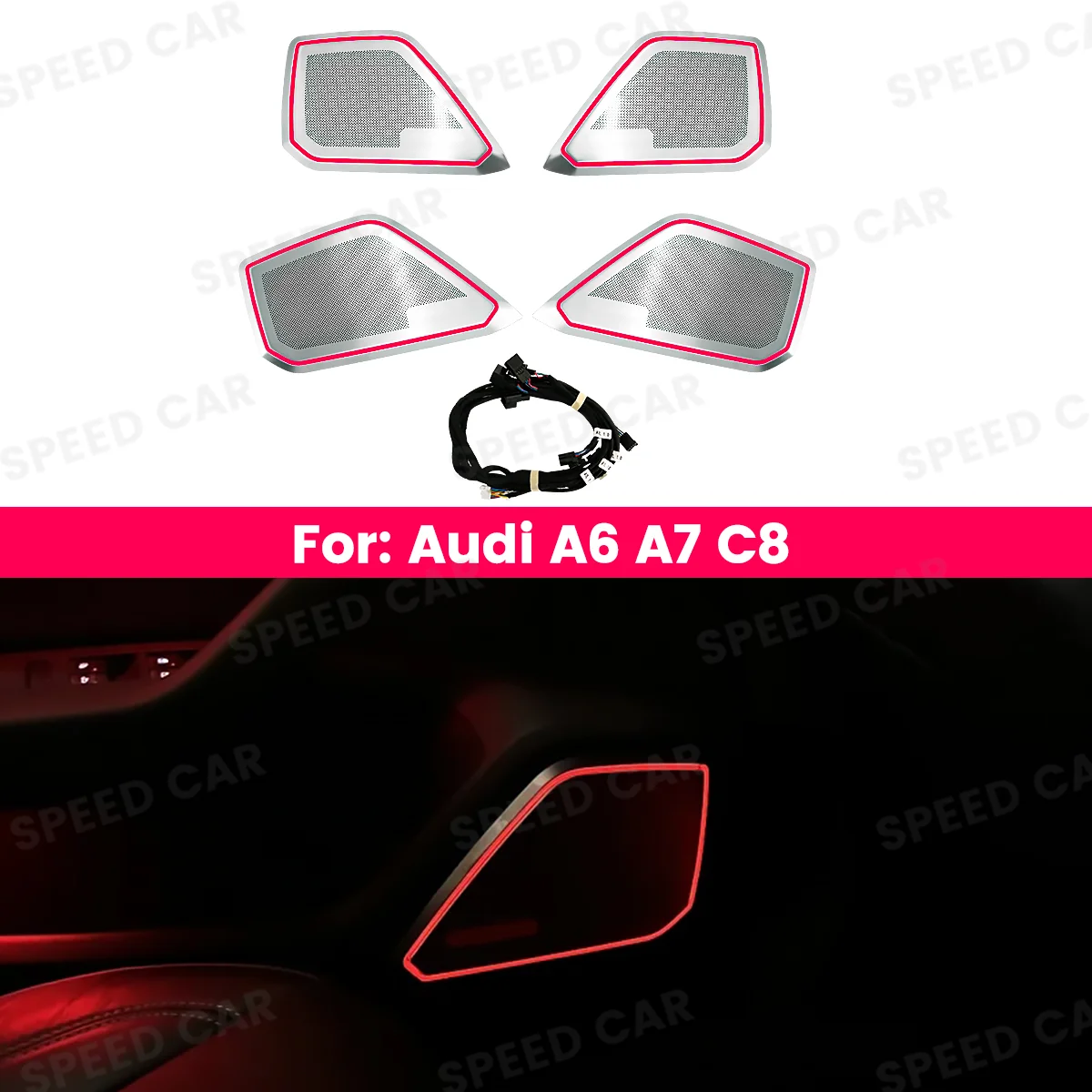 32 Colour Car LED Speaker Cover For Audi A6 A7 C8 RS6 RS7 Auto Door Horn Cover Decorative Interior Decorative Light Accessories