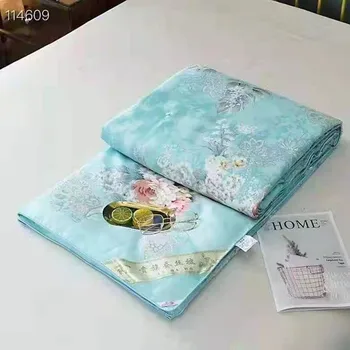 1 piece summer mulberry silk quilt spring blanket satin jacquard thin duvet twin queen size bedding home textile