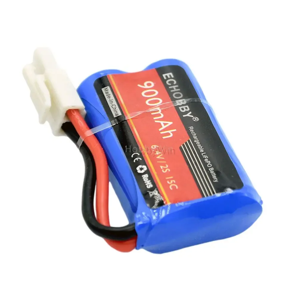 6.4V 2S 900mAh LiFe Battery EL-2P male plug P-TO-S for RC Racing Boat Car Off-Road Truck Buggy