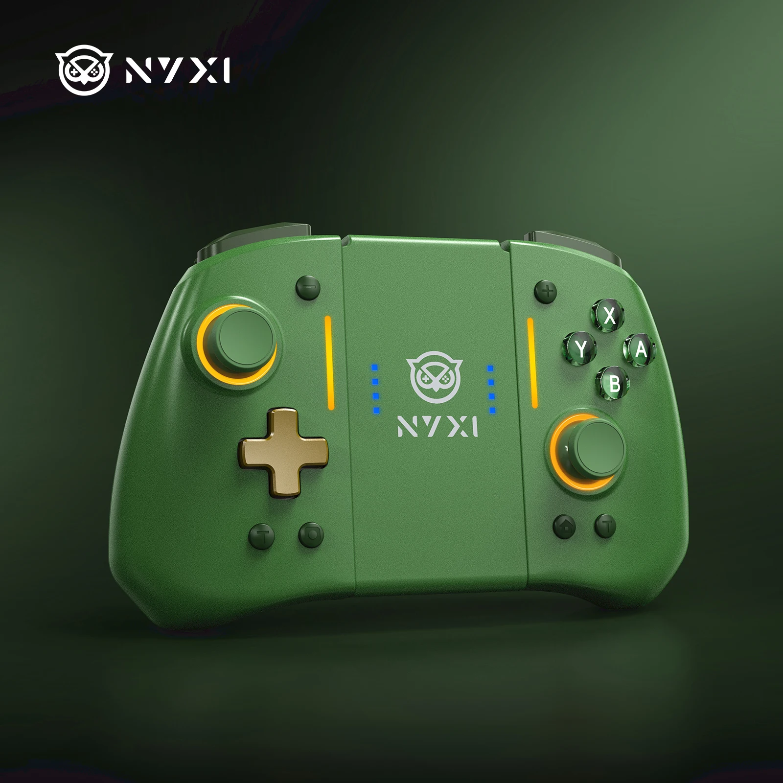 NYXI Hyperion Pro Hall Joystick Wireless Game Controller Green Gamepad with RGB Lights for Nintendo Switch PC Controller