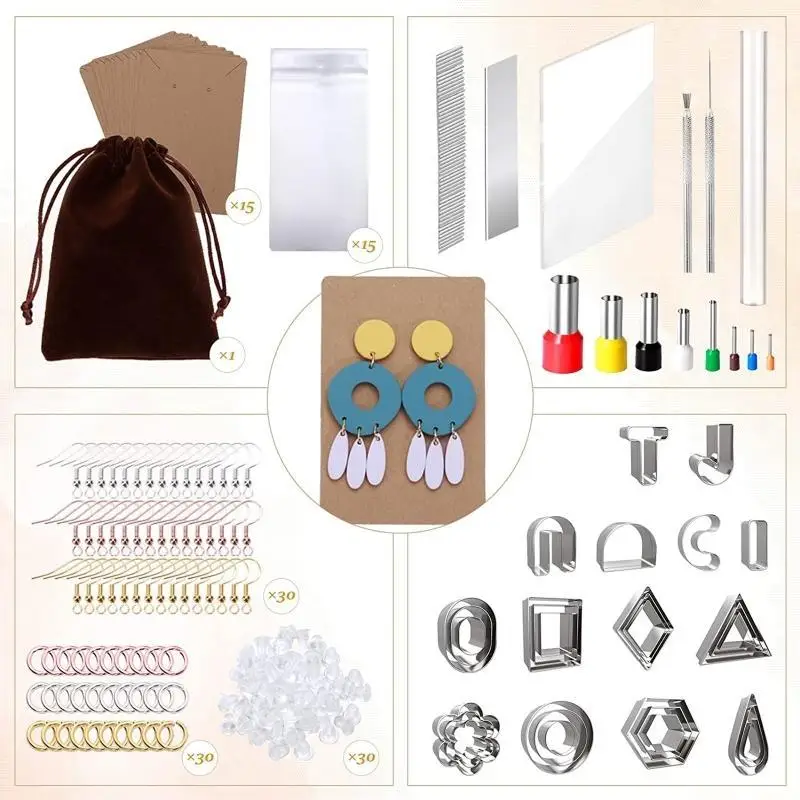 31BF 165pcs Polymer Clay Cutters Set Clay Earring Cutters with Polymer Clay Tools