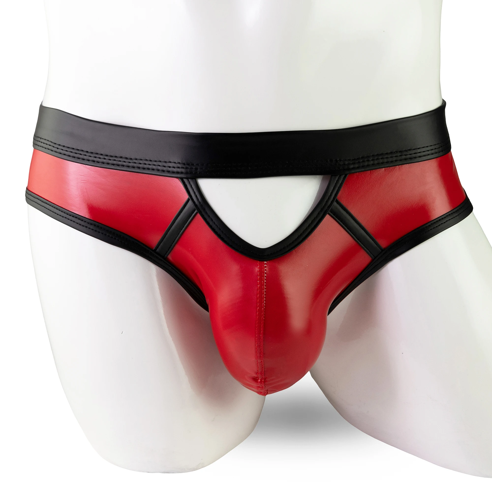 

Мужские сексуальные трусы из блестящей искусственной кожи с U-образным выпуклым карманом, эластичным поясом, эротическое нижнее белье, мужские сексуальные трусики