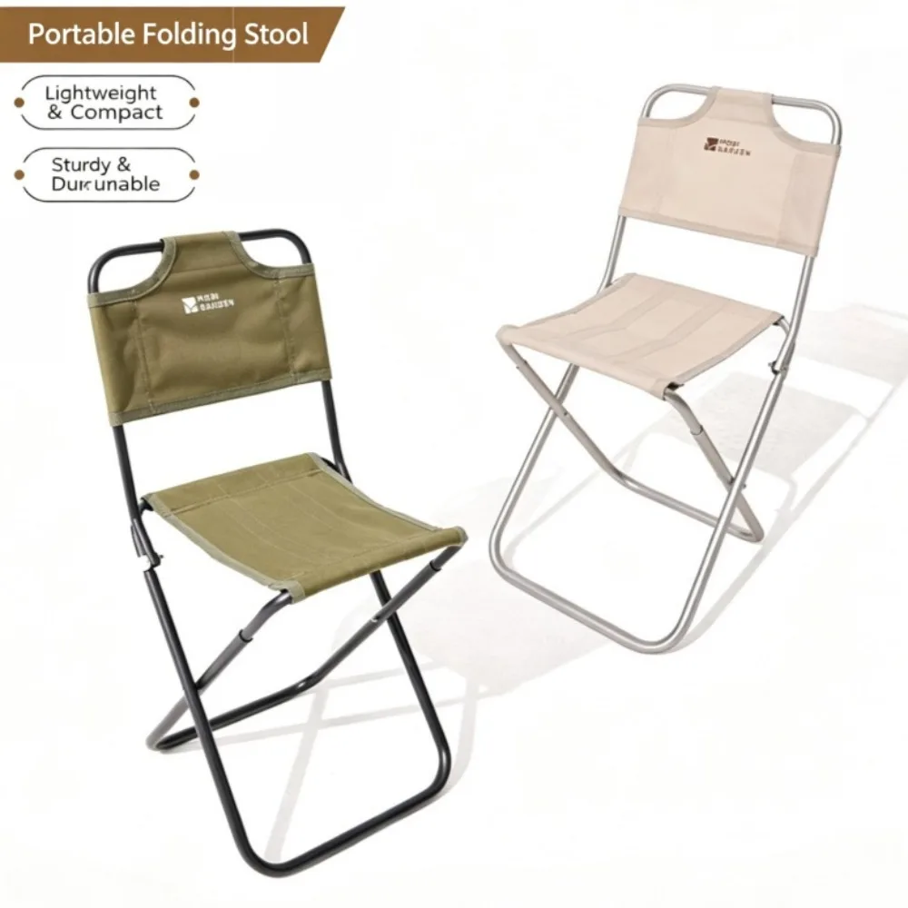 Outdoor Camping Portable Backrest Folding Stool Ultra-light Portable Small Pony Camping Bench Fishing Picnic Travel Stool