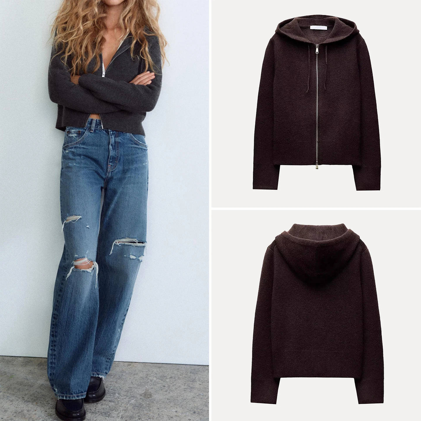 

Женский вязаный свитер-худи с капюшоном и длинными рукавами, модный осенний тренд 2025 года, новинка, свободный крой, цветной, для повседневной носки