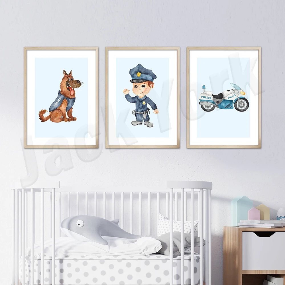 Police prints, police dogs, little rescuer gifts, police room decor, police poster wall decor