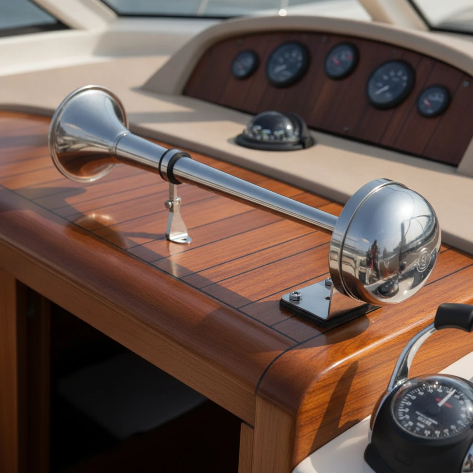 Single Trumpet Electric Signal Device Loud Electric Signal Device with Mounting Bracket Rustproof Polished for Boat Owners