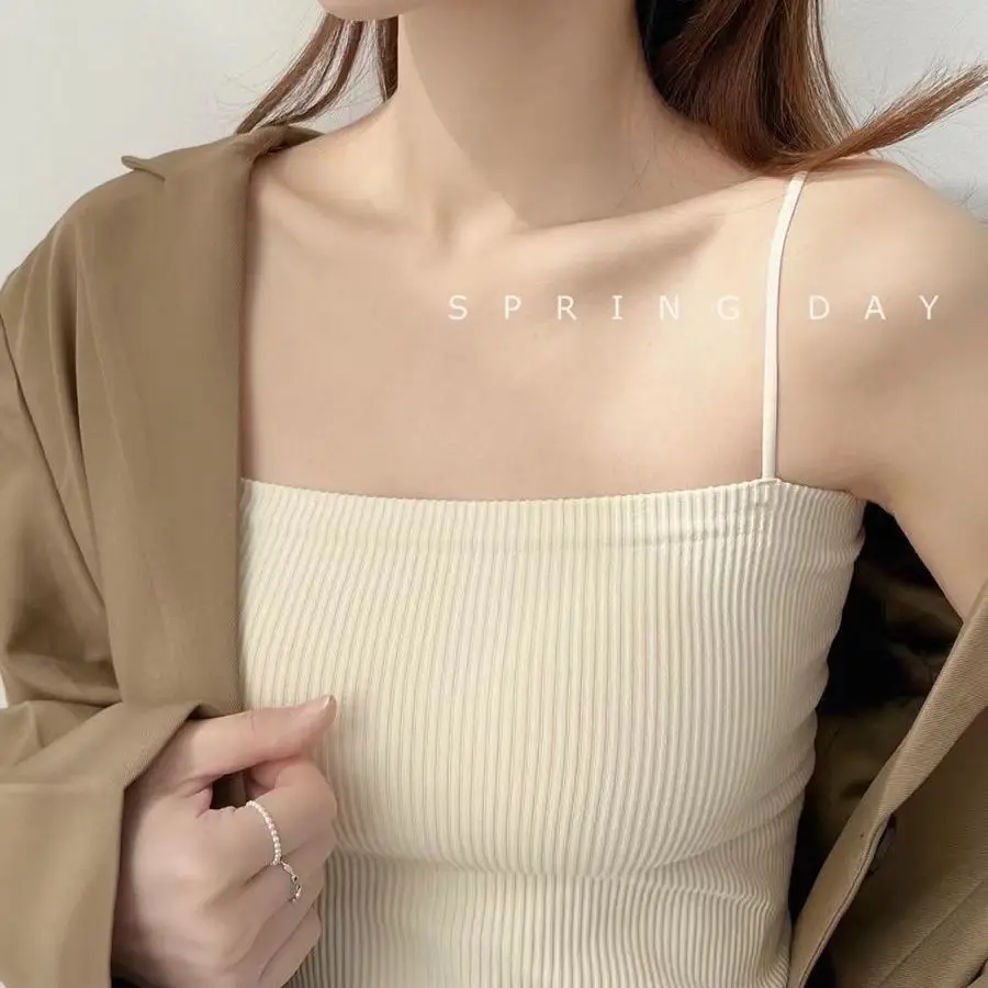 

Sling Vest for Women with Breast Pads Versatile Slimness Outer Wear Inner Sleeveless Sexy Top