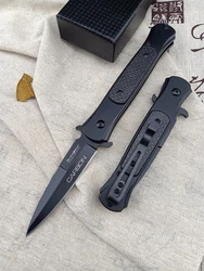 Black Field AKC Folding Knife, Camping Tactical Survival Aluminum Alloy Inlaid Carbon Fiber Handle Hunting EDC Folding Knife