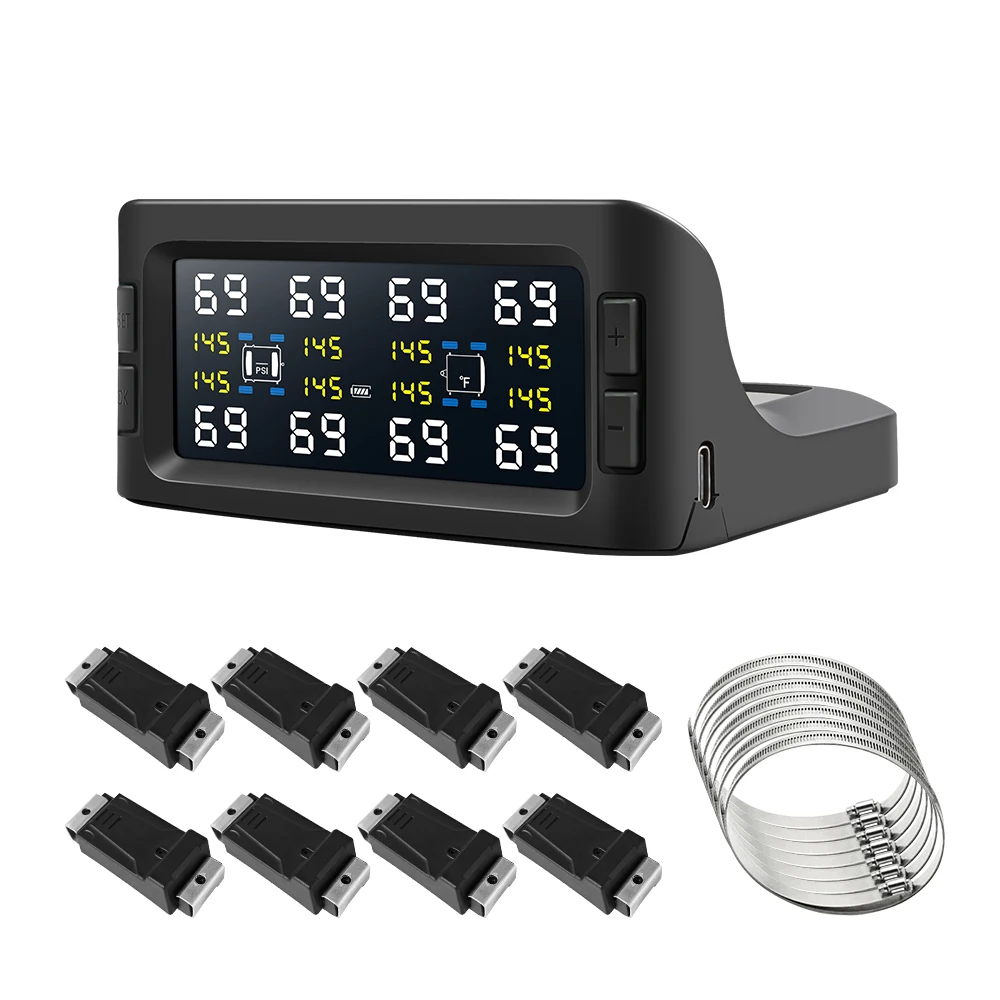 

Специальная система контроля давления в шинах для 8-колесного солнечного монитора прицепа на автофургоне, утечки воздуха в реальном времени, высокотемпературная сигнализация