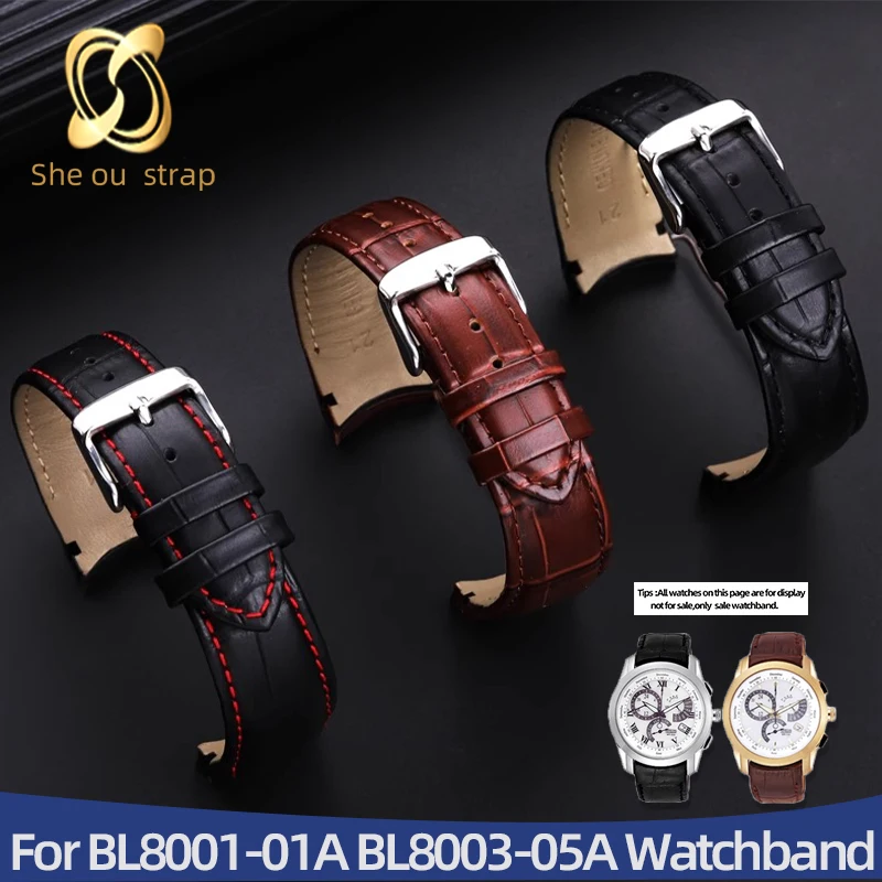 20mm 21mm 22mm Cowhide Watchband For Citizen ECO-DRIVE BL8001-01A BL8003-05A Watchstrap  Men's Strap Straight Joint Watch Chain