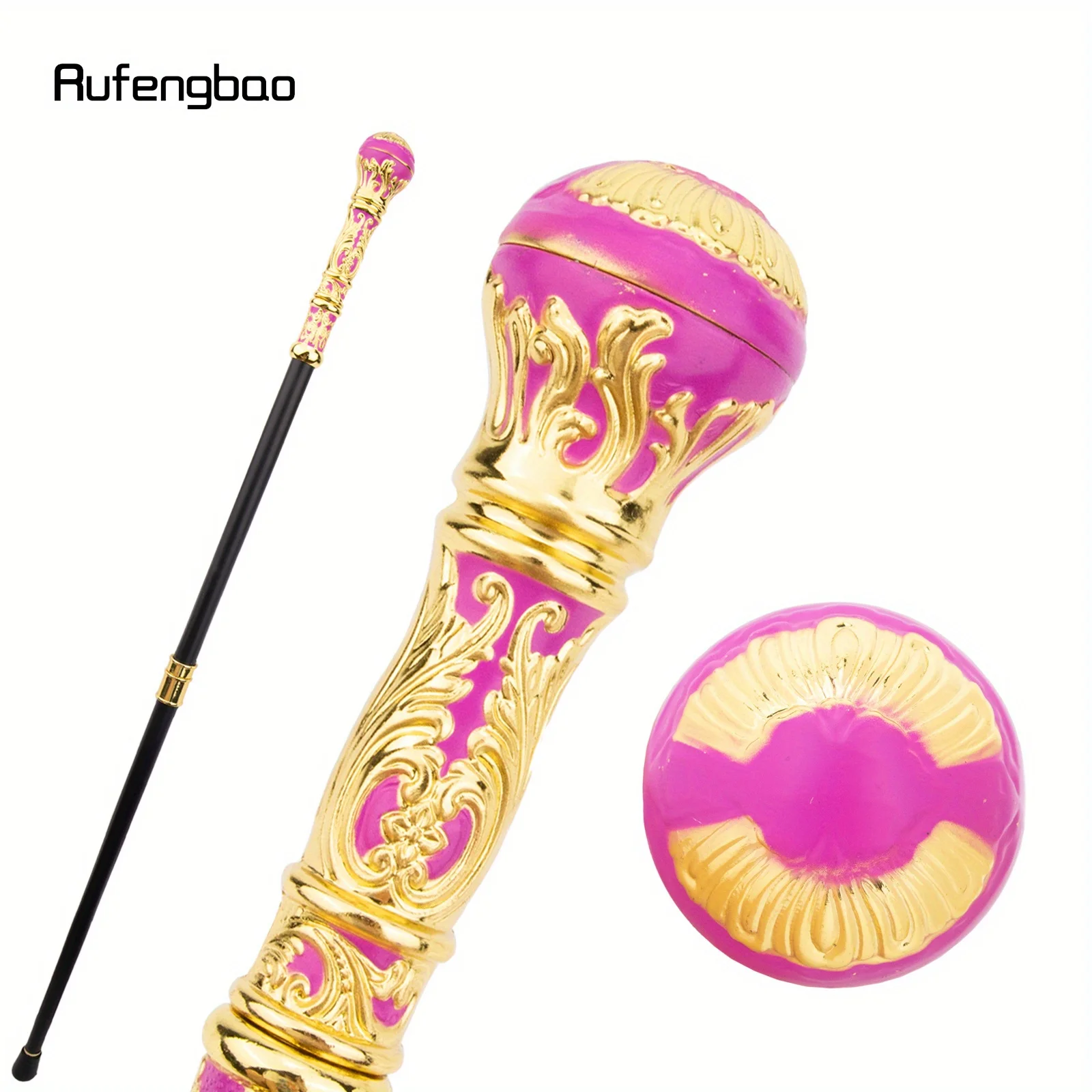 Golden Pink Luxury Round Handle Fashion Stick For Party Decorative Walking Cane Knob Walking Stick Performance Stage Cane 93cm