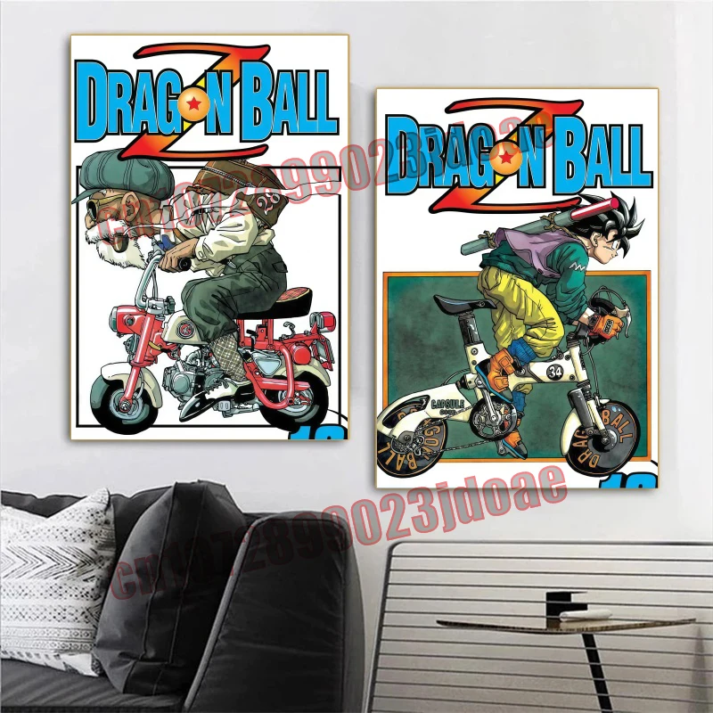 

Dragon Ball Goku Vegeta Master Roshi Cell Zamasu Trunks Classic Anime Illustration Art HD Poster Frameless Canvas Painting Gift
