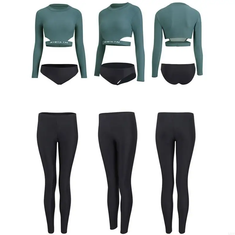 

X9FF Спортивные купальники Женские купальники Купальник с длинным рукавом Плавательные комплекты из трех предметов