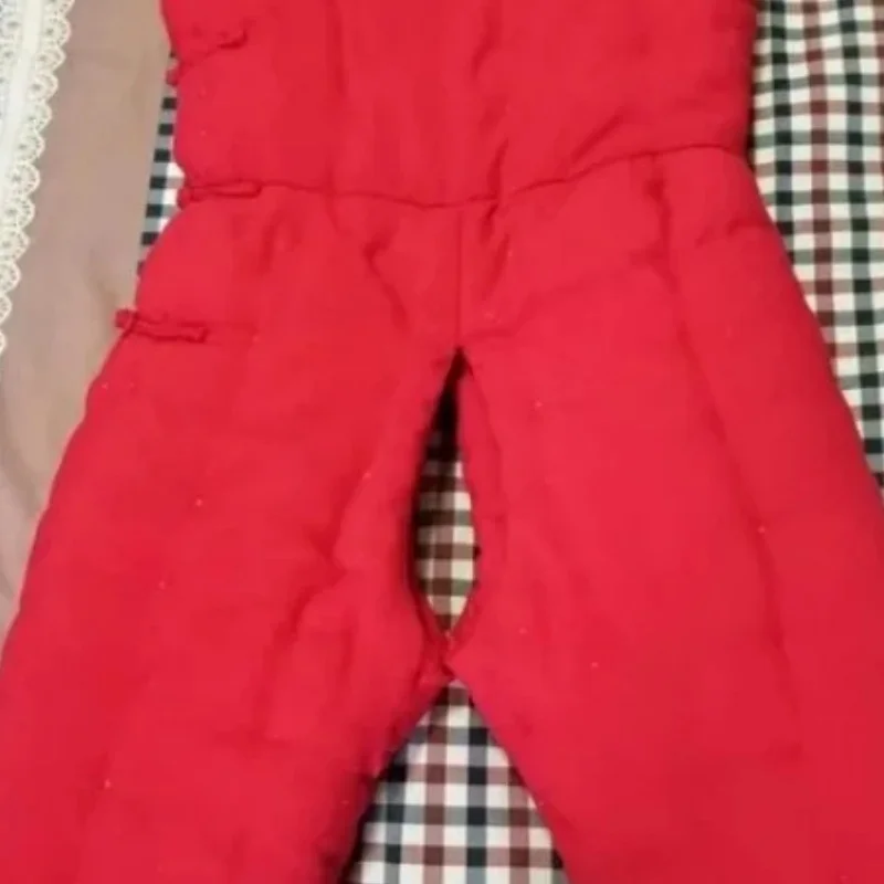 

Взрослый хлопковый пышный теплый боди ручной работы, однотонный жилет с китайскими пуговицами и узлом, брюки, комбинезон с открытой промежностью