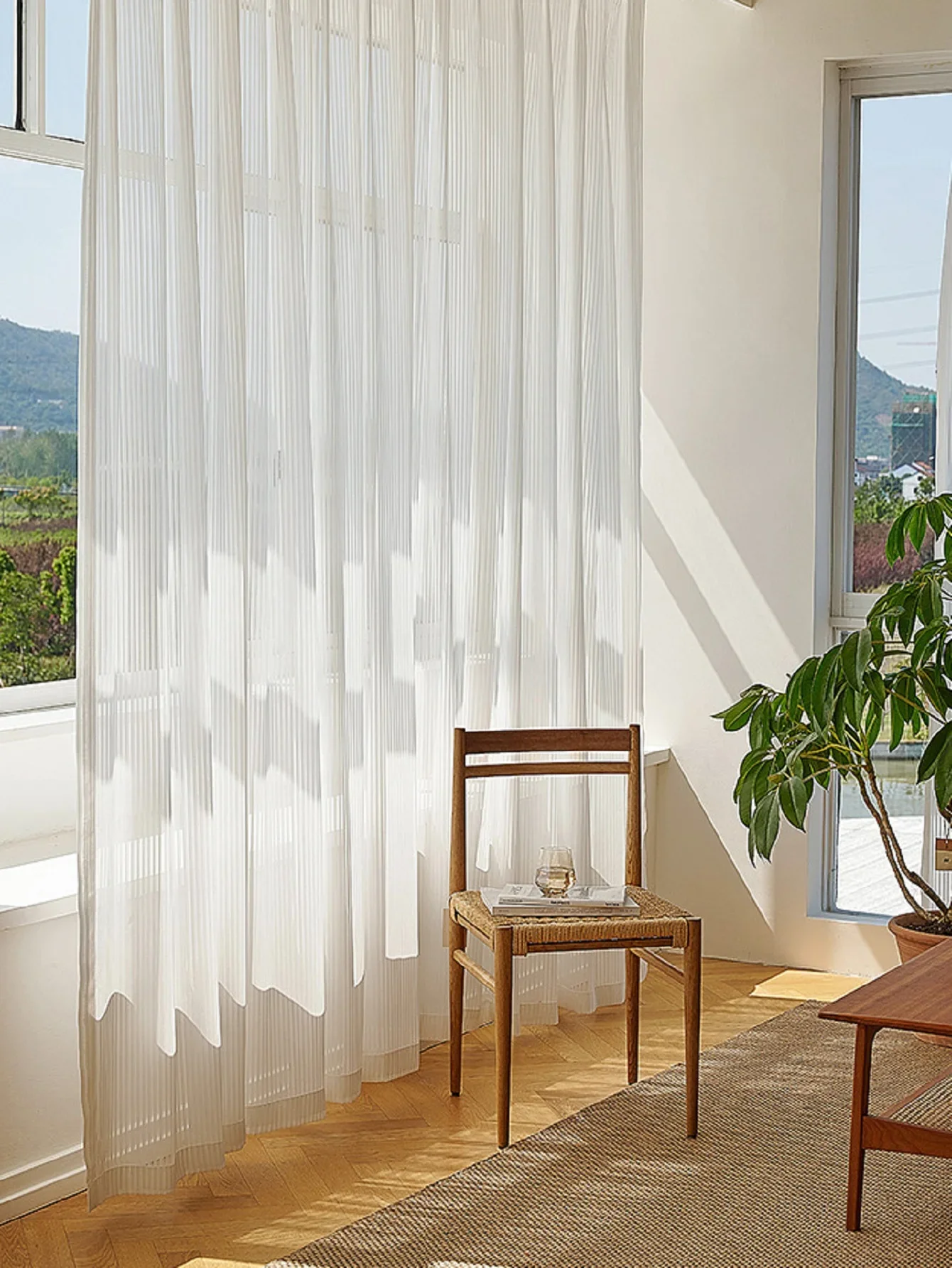 Modern Minimalist Style Vertical Striped Classic Louver Curtains Living Room Bedroom Balcony Blackout Curtains