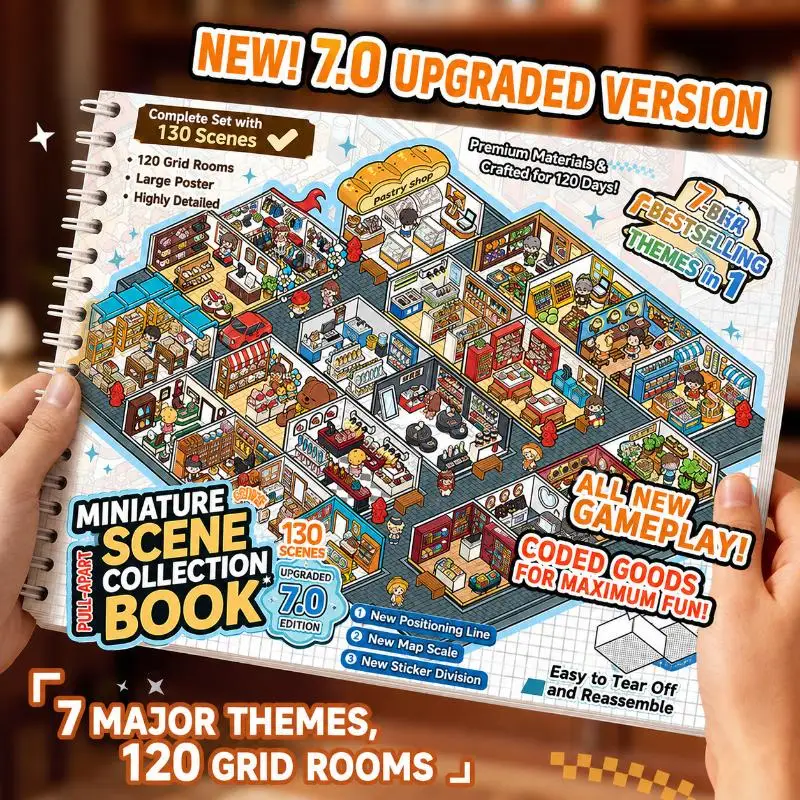 Micro Scene Sticker Book With 120 Grid Room Scenes 7 Themes Perfect For Kids DIY Craft Creative Relaxing Activity