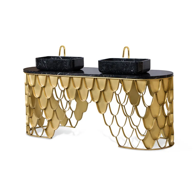 

Stainless steel fish scale sink floor-to-ceiling modern high-end villa