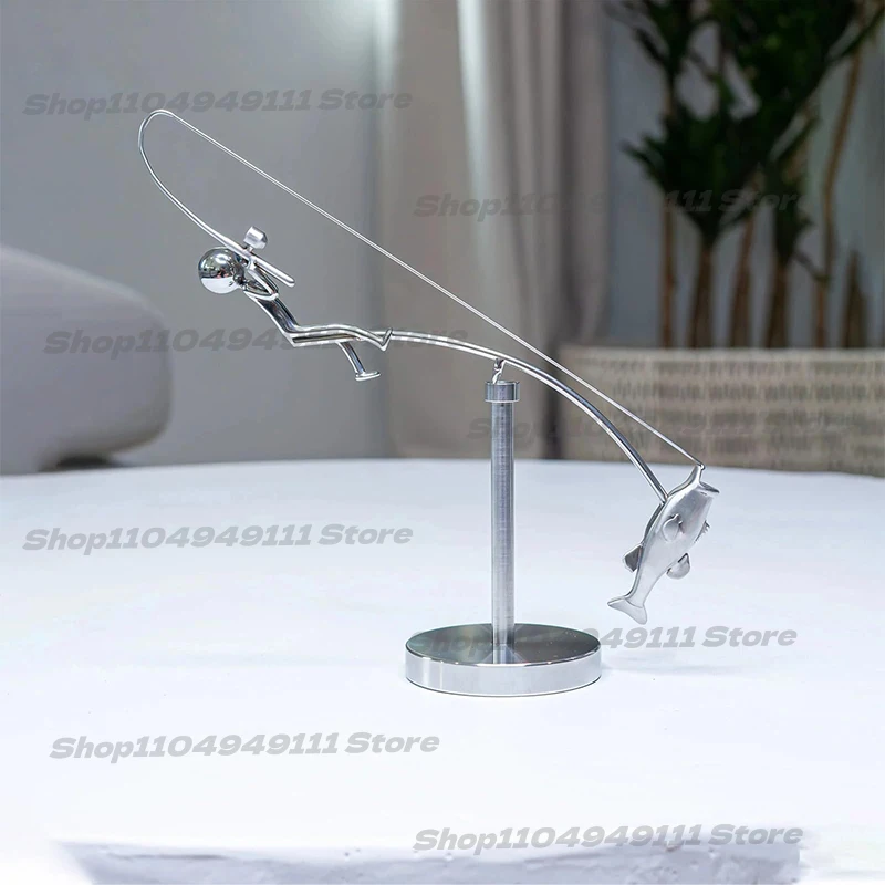 

2025 New Kinetic Fishing Sculpture - Balance Art for Your Space, Balance Art Sculpture, Fisherman Home Decoration