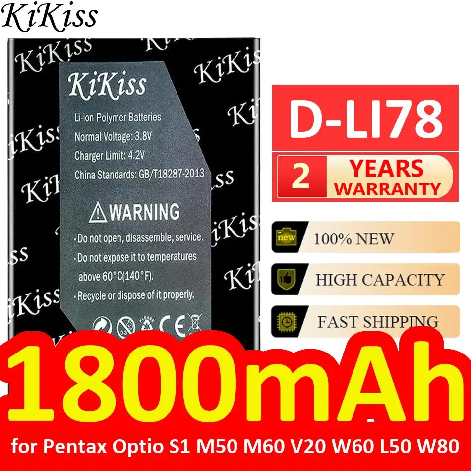 High Compatibility D-LI78 Long-Lasting Performance 1800mAh For Pentax Optio S1 M50 M60 V20 W60 L50 W80 Camera Battery