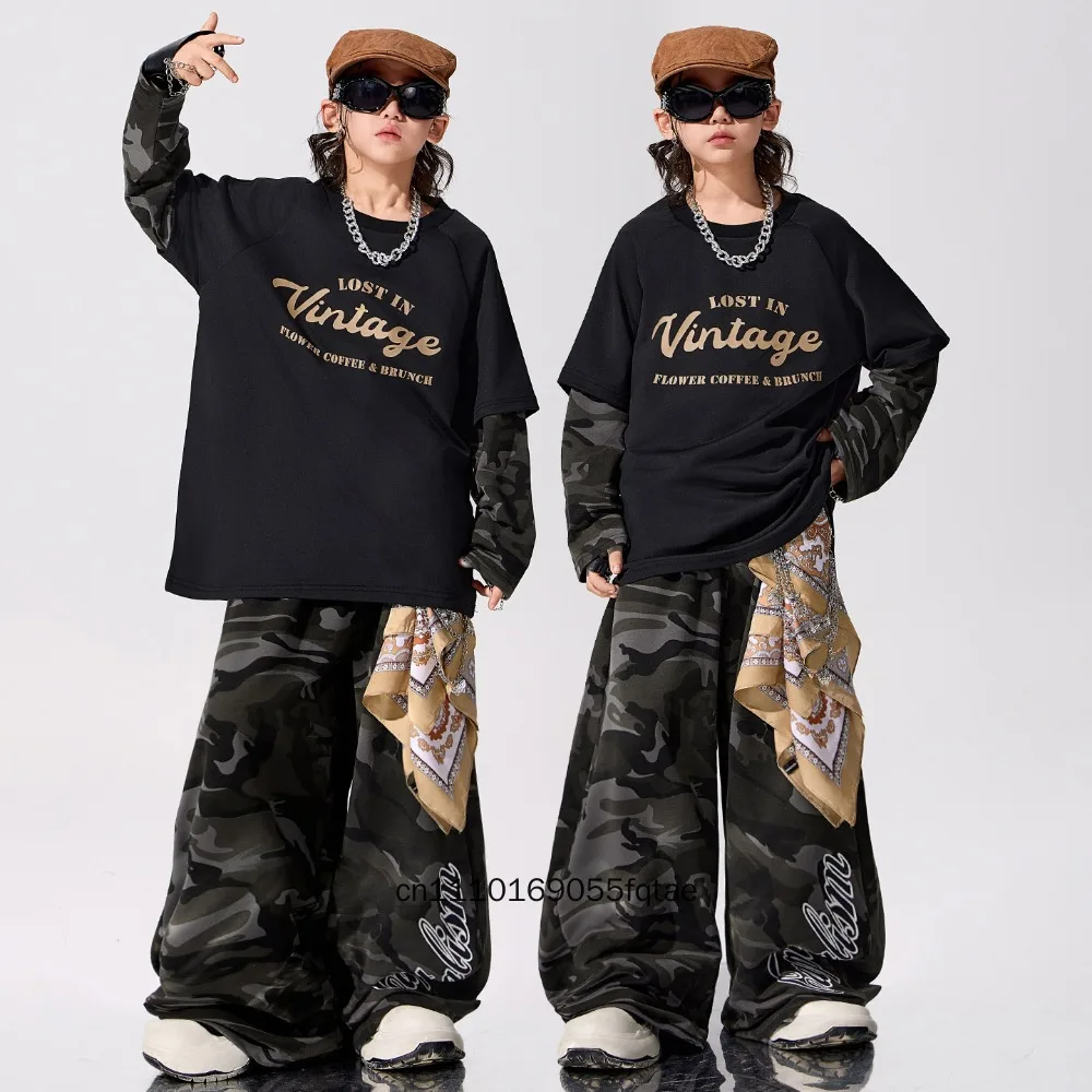 Boys Cool Hip Hop Dance Costume Set Kids Street Dance Outfit for Drum Performance & New Year's Show Costume New
