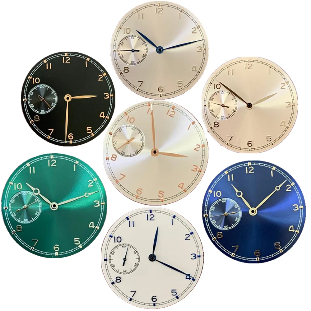 Ultra Thin 37mm Watch Dial With Hands for ETA 6497 ST3600 Movement Replacement Black/White/Green/Blue Color Option Watch Dial
