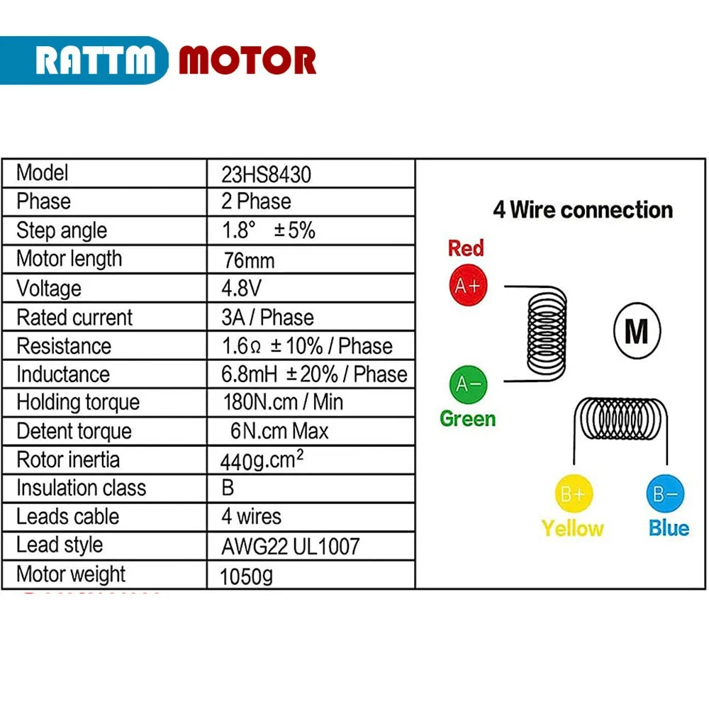 【EU Stock】3 pcs or 4 Pcs Nema 23 Stepper Motor Stepping Motor 23HS8430 76mm 270Oz-in 3A 23HS8430