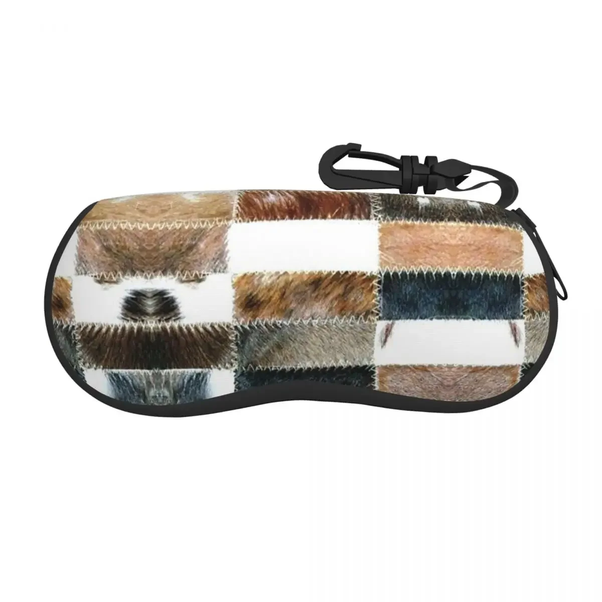 Custom Cowhide Patchwork Texture Print Shell Glasses Case Fashion Animal Fur Leather Eyeglasses Case Sunglasses Protector Box