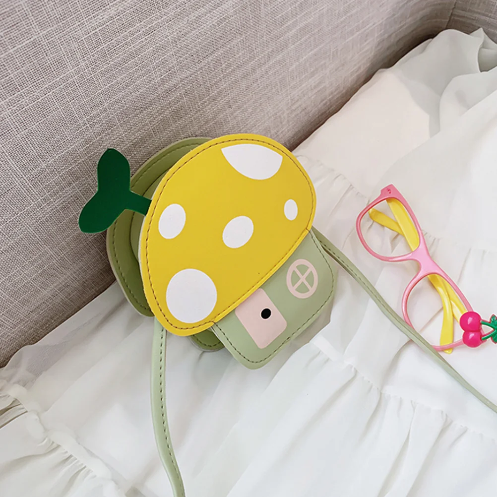 

Premium PU Kids Mushroom Bag Cartoon Change Bag for Girls Children Comfortable Straps Durable Practical Use Yellow