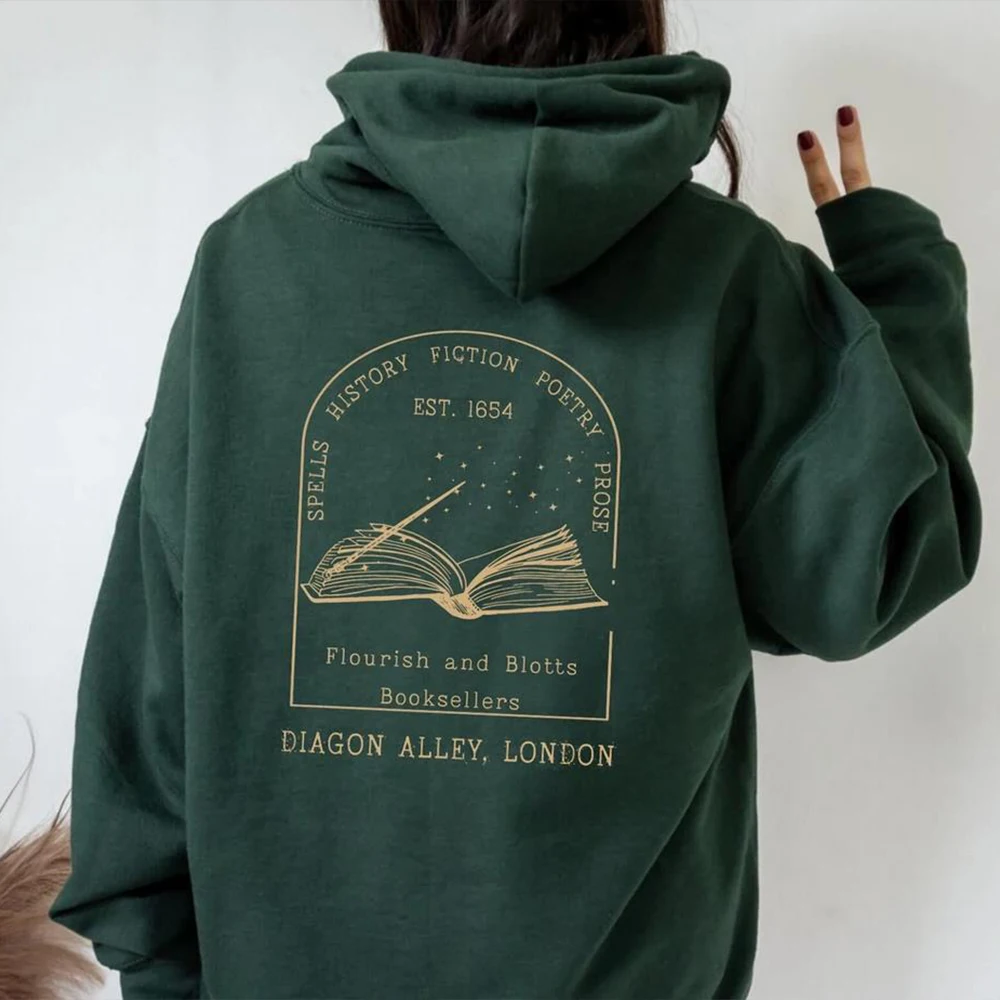 

Flourish and Blotts Bestsellers Hoodie Wizard Sweatshirt Universal Trip Sweater Book Nerd Tee Unisex Pullovers Hoodies