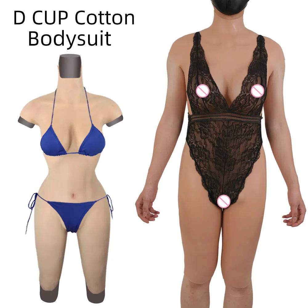 YUERUGOU Fake Boob Silicone Bodysuit Breast Forms Fake Vagina For Transgender Sissy Drag Queen Male Crossdresser Cosplay D/G Cup