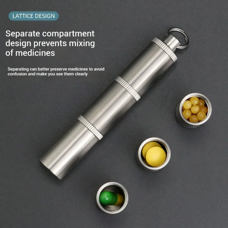 Waterproof Pill Box Titanium Alloy Sealed Capsule Outdoor Travel Camping Firstaid Pendant EDC Multi-function Survival Tool Gift - view 2