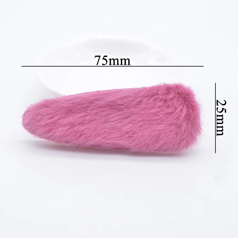 12pcs 75mm Soft Plush Mink Hair Drop Clip Applique for Clothes Hat Sticker Patches DIY Baby Hair Clips Decor Accessories