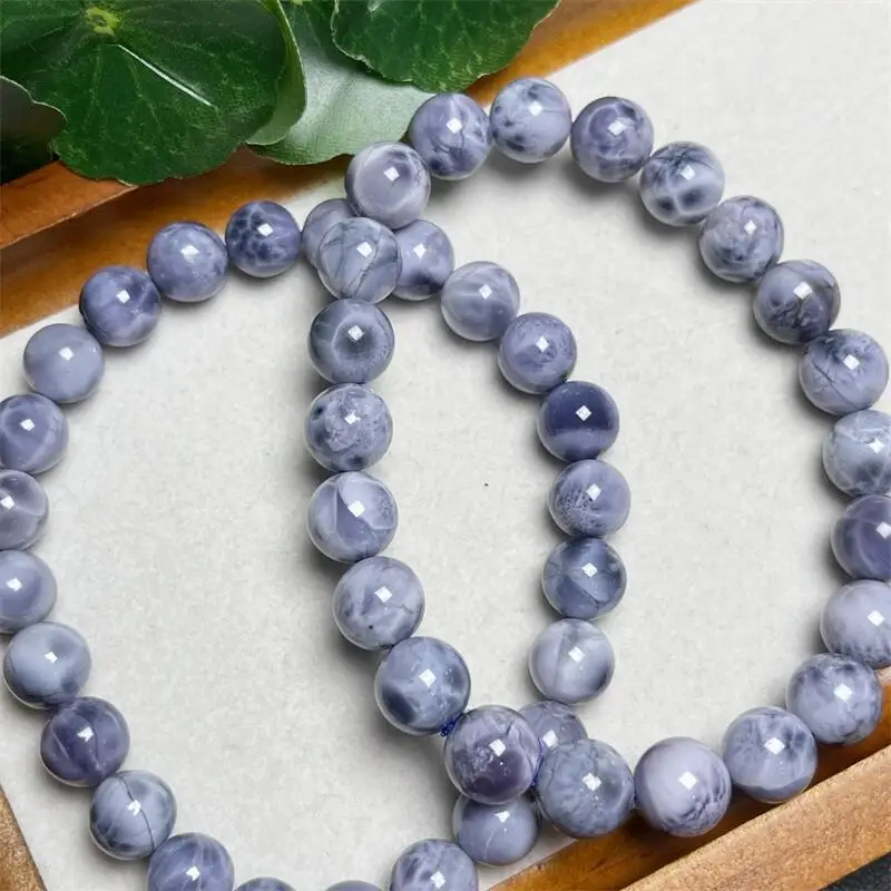 

8MM Natural Purple Larimar Bead Bracelet Women Fashion Reiki Healing Energy Gemstone Wrist Jewelry Holiday Gift 1PCS