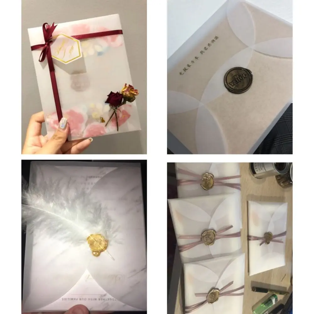 5PCS Closure Transparent Envelope Blank DIY Translucent Paper Envelope Multifunctional Sizes Paper Envelopes Gift Bag
