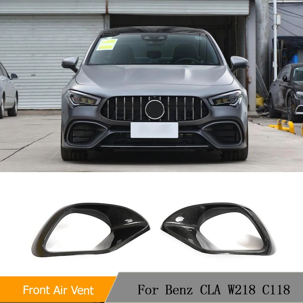 Front Fog Light Air Vent Outlet Cover for Mercedes-Benz CLA Class W118 C118 AMG CLA35 CLA45 2020-2022 Carbon Bumper Splitters