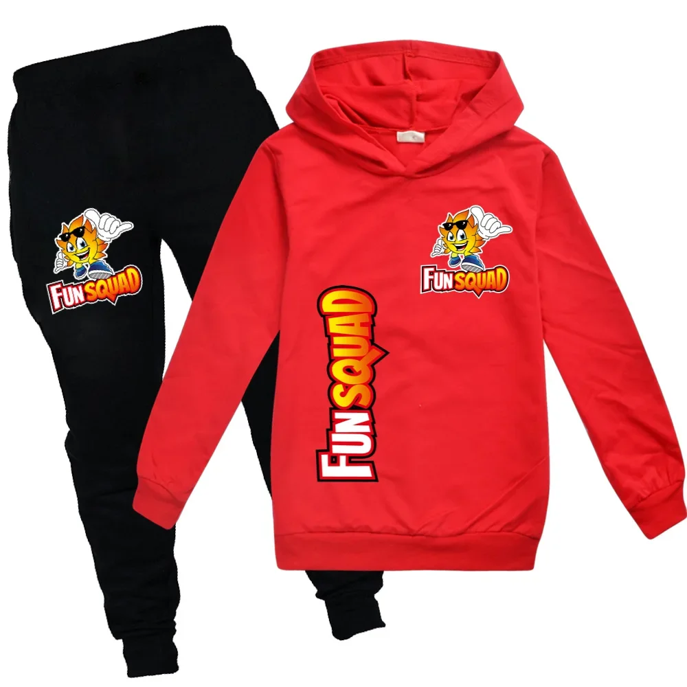 New Cartoon Fun Squad Gaming Clothes Kids Spring Autumn Hoodie Sweatshirt +Trousers 2pcs Suit Girl Clothing Sets Boys Sportsuits