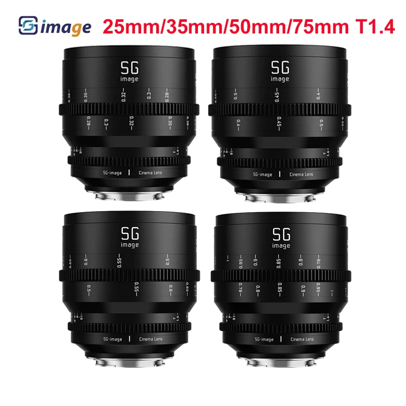 

SGimage 25mm/35mm/50mm/75mm T1.4 Cine Lens Full Frame Manual Prime Lens for Sony E FE Mount Cameras like A7 III IV A7RIV A7SIII