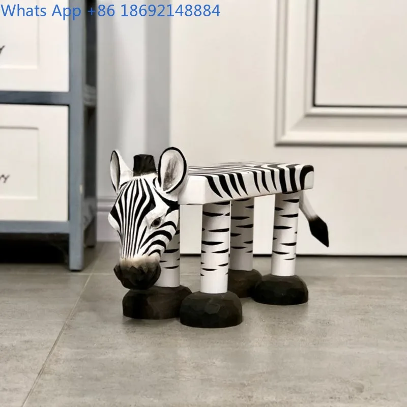 Solid Wood Stool Cartoon Creative Animal Small Stool Simple Home Shoe Changing Stool Living Room Low Durable