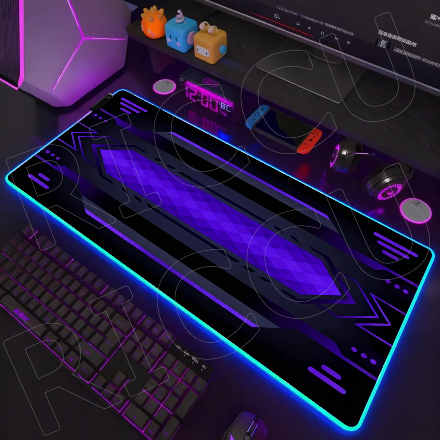 RGB الخيال العلمي نمط الكمبيوتر 500X1000 مللي متر LED ماوس الوسادة الألعاب ملحقات الكمبيوتر الشعور بالعلوم والتكنولوجيا حصيرة مكتبية منصات لوحة المفاتيح