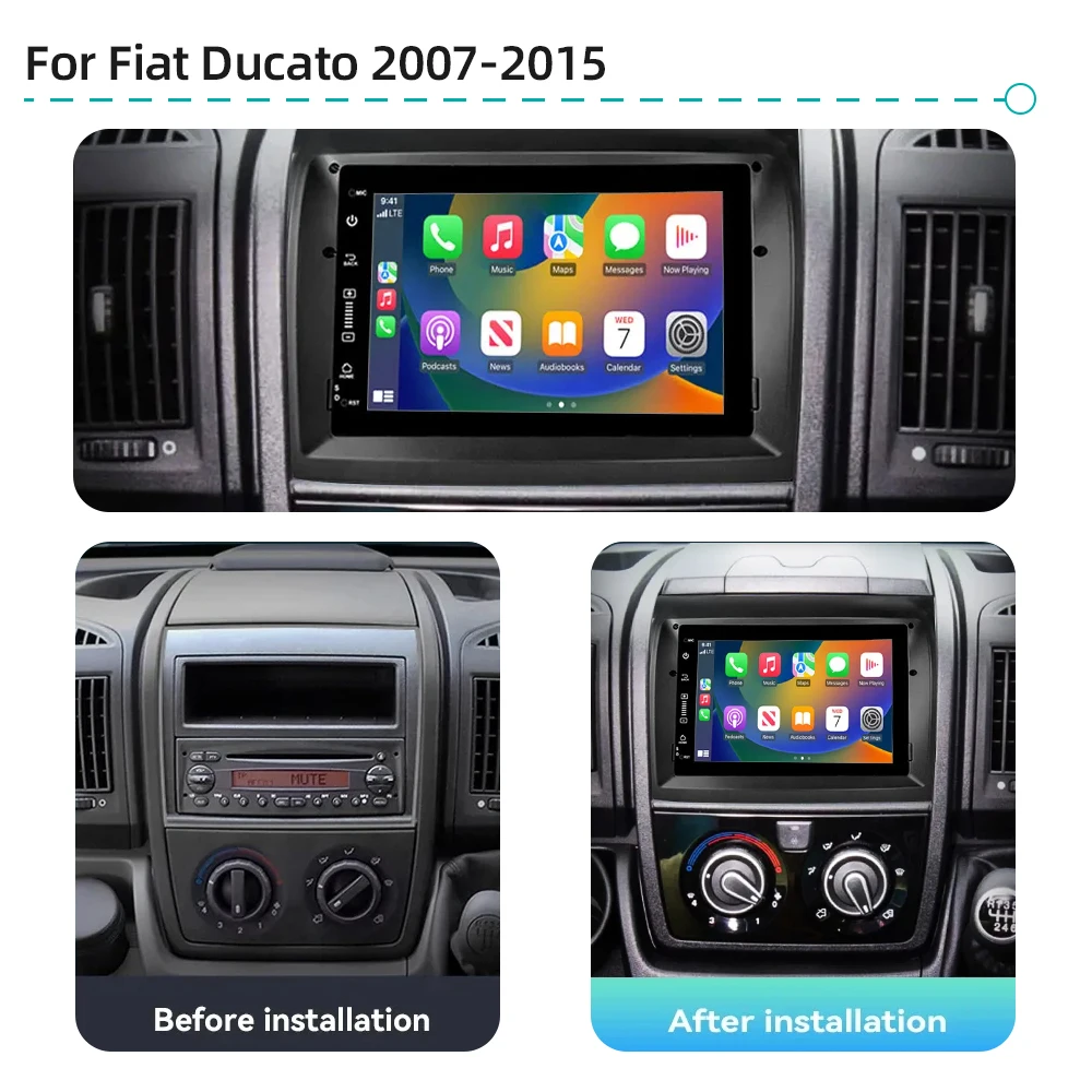 Qualcomm CarPlay Android 12.0 8G 256GB GPS Navigation 4G WiFi Car Radio For Fiat Ducato 2007-2015 Multimedia Player DSP Stereo