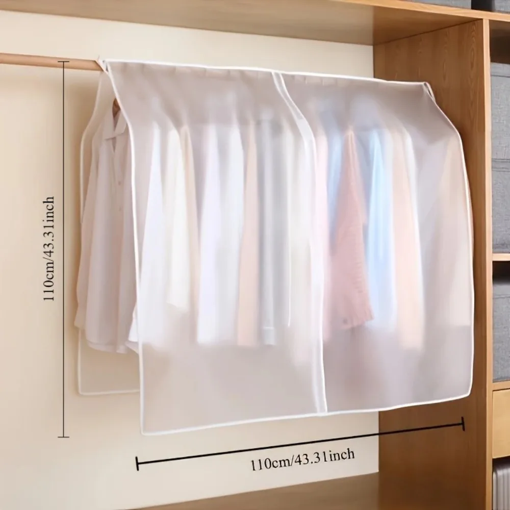 4pcs Clothes Dust Cover Translucent Dress Clothes Garment Dust Cover Hanging Organizer Waterproof Dustproof Clothes Storage
