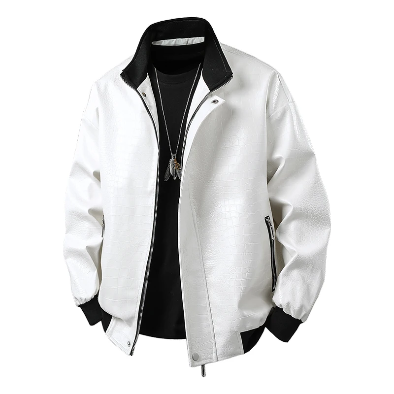Men's High-Quality Waterproof PU Jacket Comfortable Versatile Jacket Men Fashion Trend Windproof Casual Pu Leather Jacket