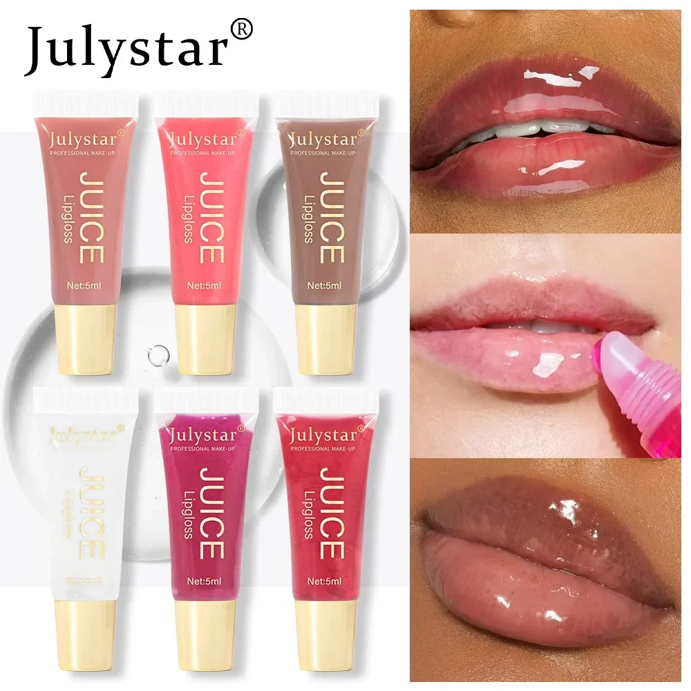 Błyszczyk do ust Glitter Plumping Lip Gloss Jelly Strawberry Moisturizer Fruit Lip Oil Transparent Fullness Lip Tint Gel Soft Tube Makeup LipCare